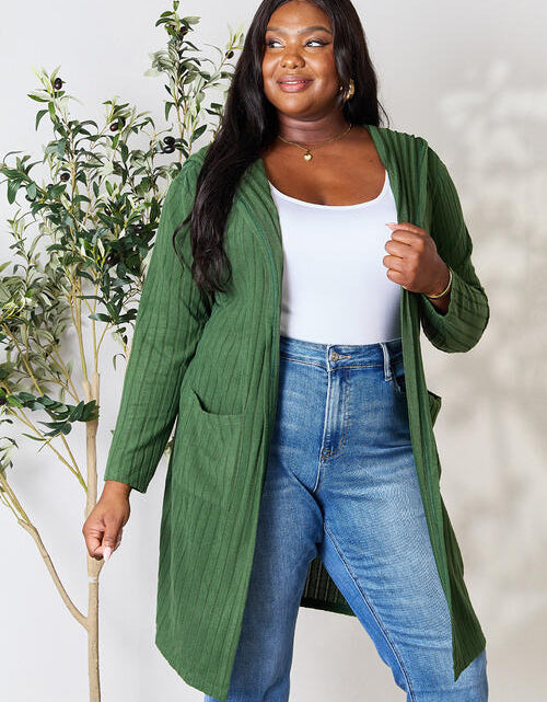 Load image into Gallery viewer, Basic Bae Full Size Ribbed Open Front Long Sleeve Cardigan
