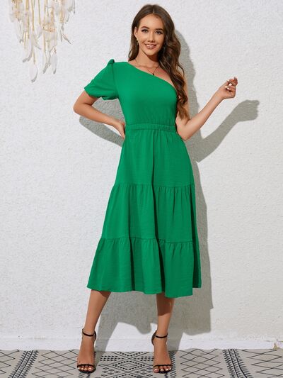 Load image into Gallery viewer, Tied Single Shoulder Midi Dress
