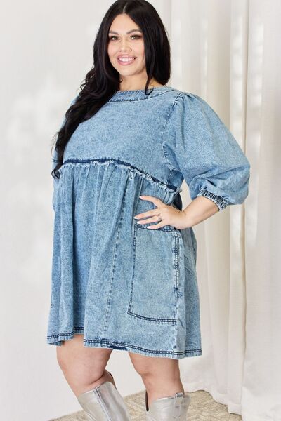 Load image into Gallery viewer, HEYSON Full Size Oversized Denim Babydoll Dress
