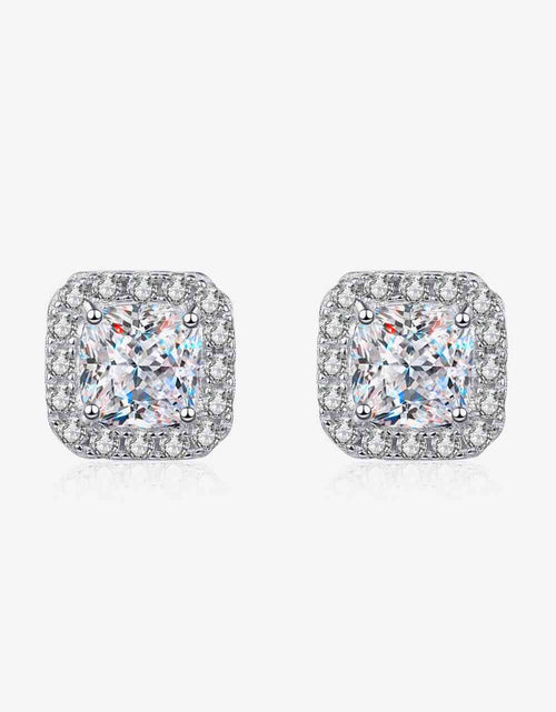 Load image into Gallery viewer, 925 Sterling Silver Inlaid 2 Carat Moissanite Square Stud Earrings
