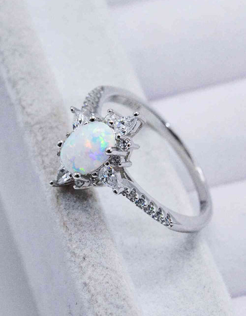 Load image into Gallery viewer, Platinum-Plated Opal and Zircon Ring
