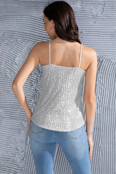 Load image into Gallery viewer, Sequin V-Neck Spaghetti Strap Cami
