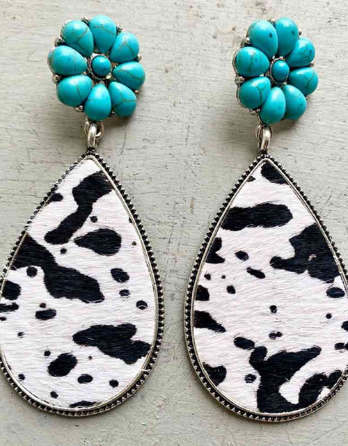 Load image into Gallery viewer, Turquoise Flower Teardrop Earrings
