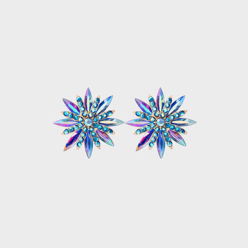 Load image into Gallery viewer, Flower Shape Rhinestone Alloy Stud Earrings
