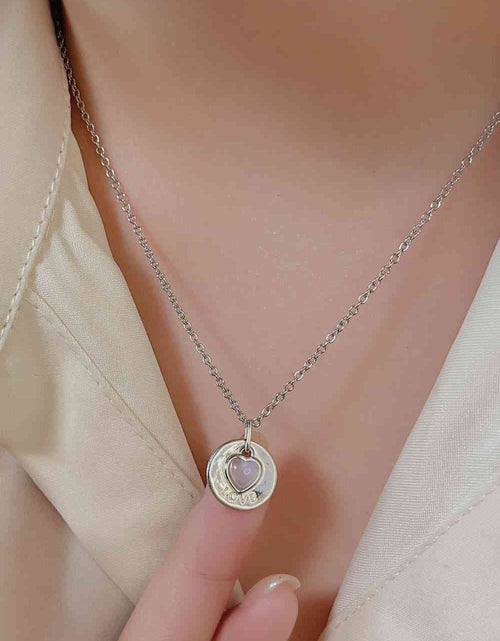 Load image into Gallery viewer, Moonstone LOVE Heart Pendant 925 Sterling Silver Necklace
