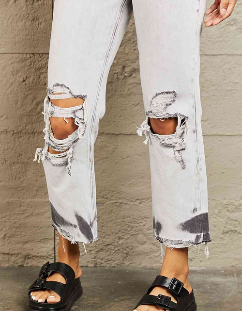 Load image into Gallery viewer, BAYEAS Acid Wash Accent Cropped Mom Jeans
