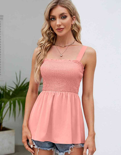 Load image into Gallery viewer, Smocked Square Neck Babydoll Tank
