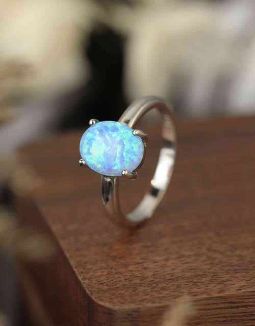 Load image into Gallery viewer, 925 Sterling Silver Opal Solitaire Ring
