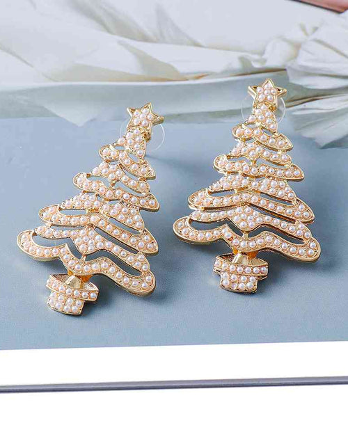 Load image into Gallery viewer, Rhinestone Alloy Christmas Tree Earrings
