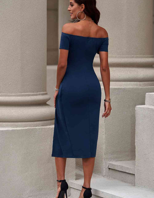 Load image into Gallery viewer, Off-Shoulder Short Sleeve Split Dress
