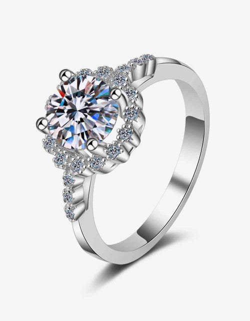 Load image into Gallery viewer, 1 Carat Moissanite Rhodium-Plated Halo Ring
