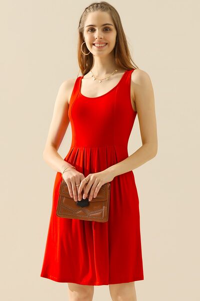 Load image into Gallery viewer, Doublju Full Size Round Neck Ruched Sleeveless Dress with Pockets
