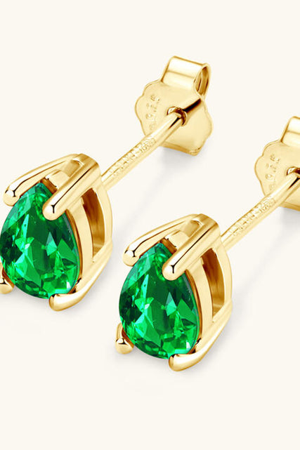 Load image into Gallery viewer, Lab-Grown Emerald Stud Earrings
