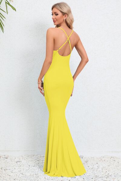 Load image into Gallery viewer, Crisscross Spaghetti Strap Fishtail Dress
