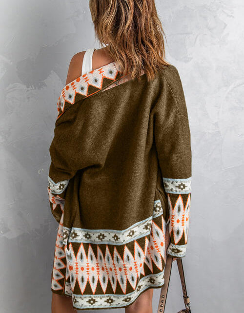 Load image into Gallery viewer, Geometric Open Front Long Sleeve Cardigan
