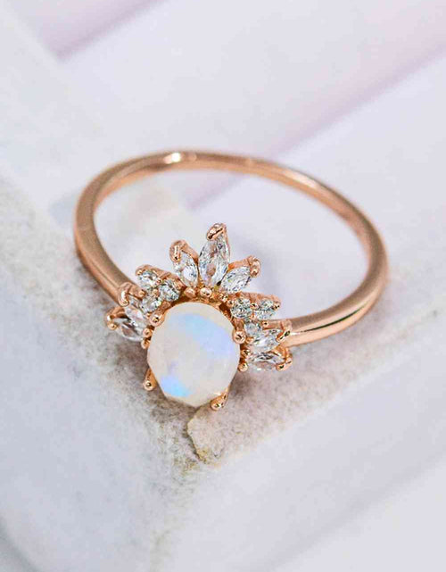 Load image into Gallery viewer, 18K Rose Gold-Plated Natural Moonstone Ring
