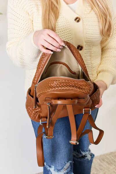 Load image into Gallery viewer, SHOMICO PU Leather Woven Backpack
