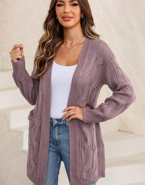 Load image into Gallery viewer, Cable-Knit Dropped Shoulder Cardigan
