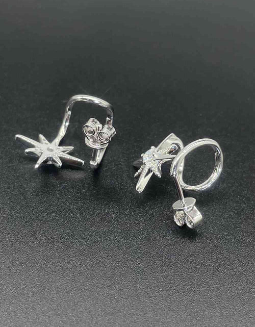 Load image into Gallery viewer, Moissanite Star Rhodium-Plated Earrings
