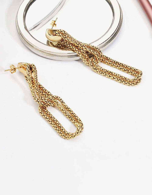 Load image into Gallery viewer, Gold-Plated D-Shaped Drop Earrings
