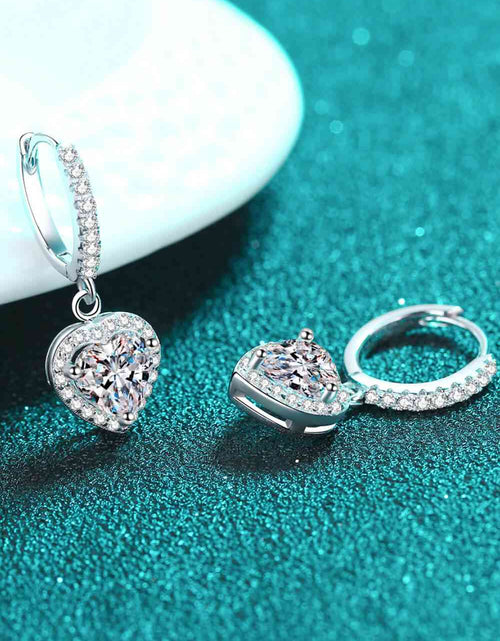 Load image into Gallery viewer, Moissanite Heart-Shaped Drop Earrings
