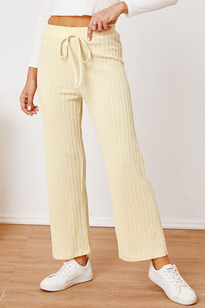 Load image into Gallery viewer, Textured Elastic Waist Straight Pants
