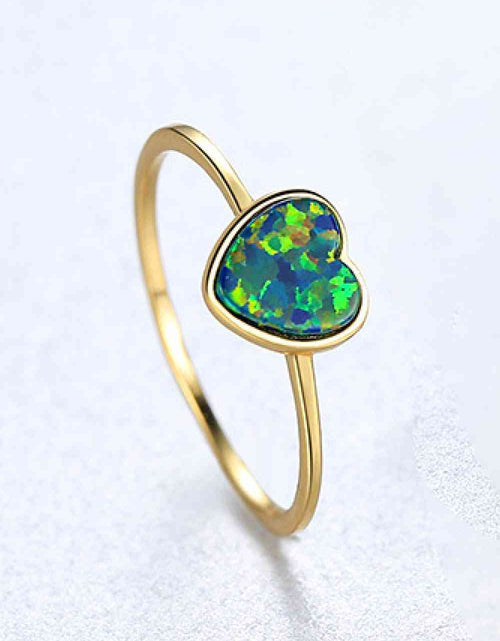 Load image into Gallery viewer, Opal Heart 925 Sterling Silver Ring
