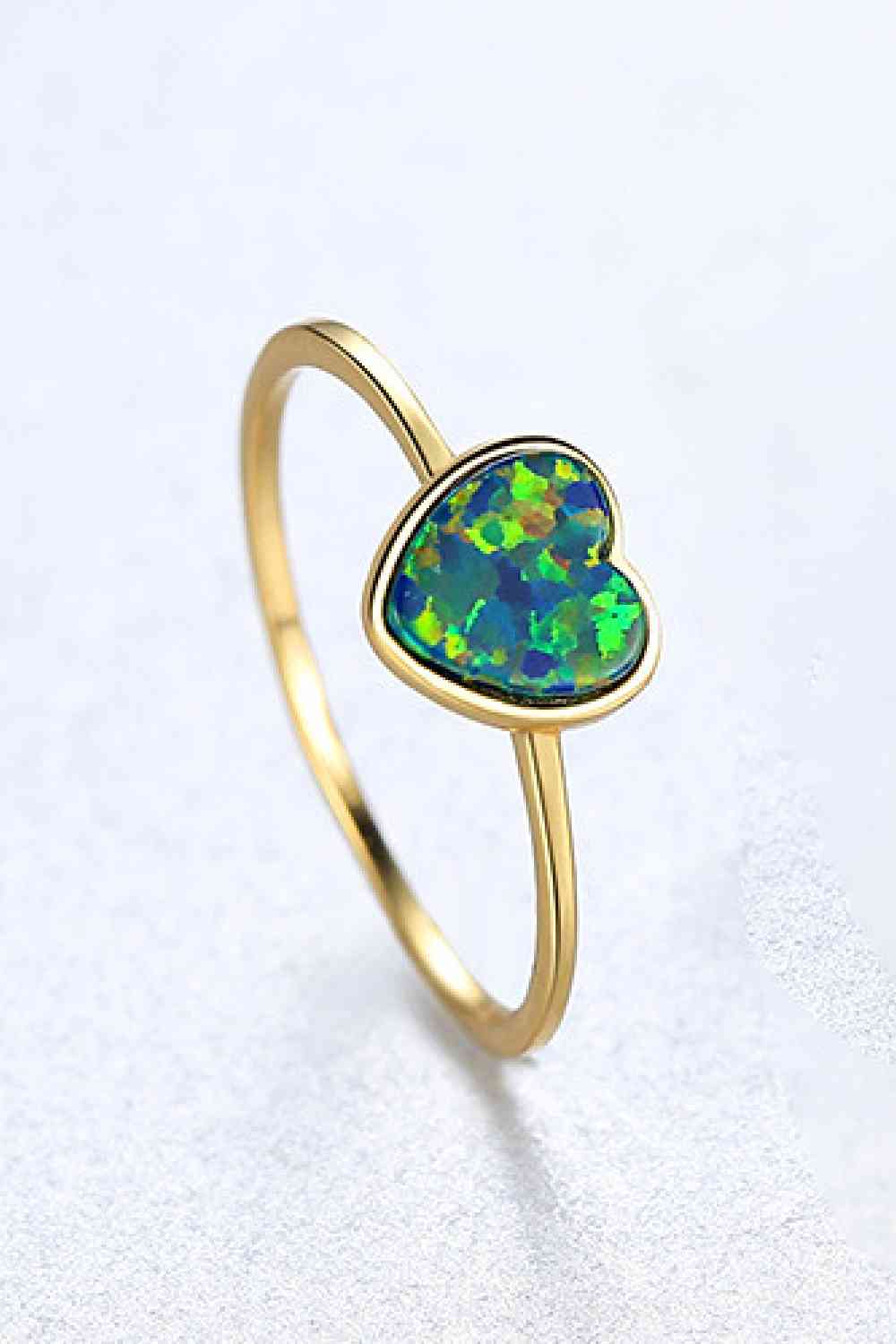 Opal Heart 925 Sterling Silver Ring