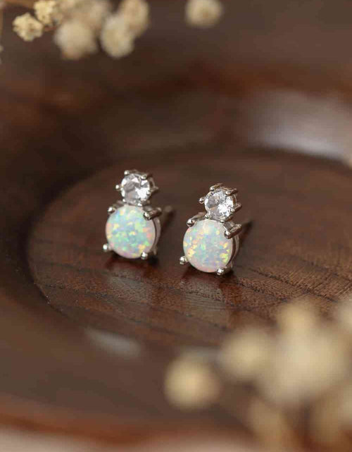 Load image into Gallery viewer, 4-Prong Opal Stud Earrings
