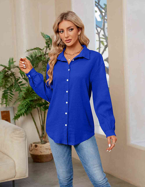 Load image into Gallery viewer, Collared Neck Buttoned Long Sleeve Shirt
