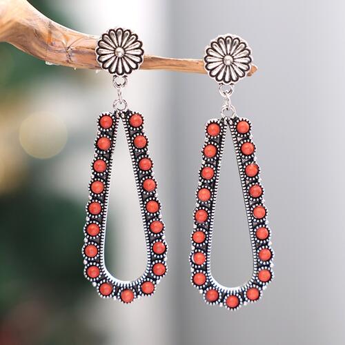 Load image into Gallery viewer, Alloy Beaded Teardrop Earrings
