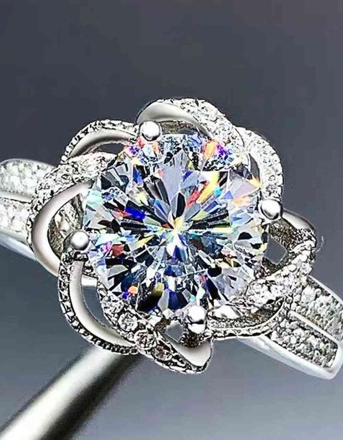 Load image into Gallery viewer, 2 Carat Moissanite Floral Platinum-Plated Ring
