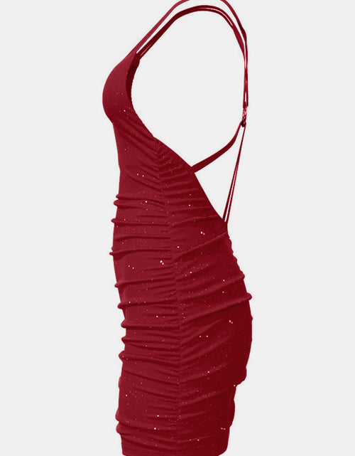 Load image into Gallery viewer, Glitter Double Spaghetti Straps Mini Dress
