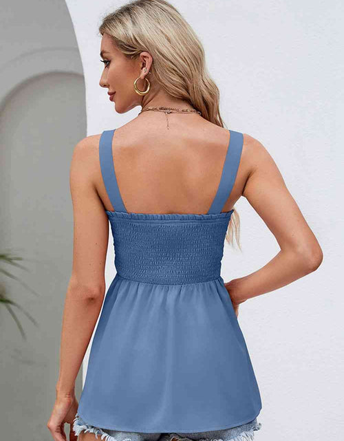 Load image into Gallery viewer, Smocked Square Neck Babydoll Tank
