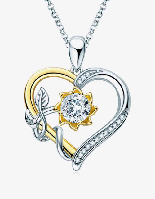 Load image into Gallery viewer, Two-Tone 1 Carat Moissanite Heart Pendant Necklace
