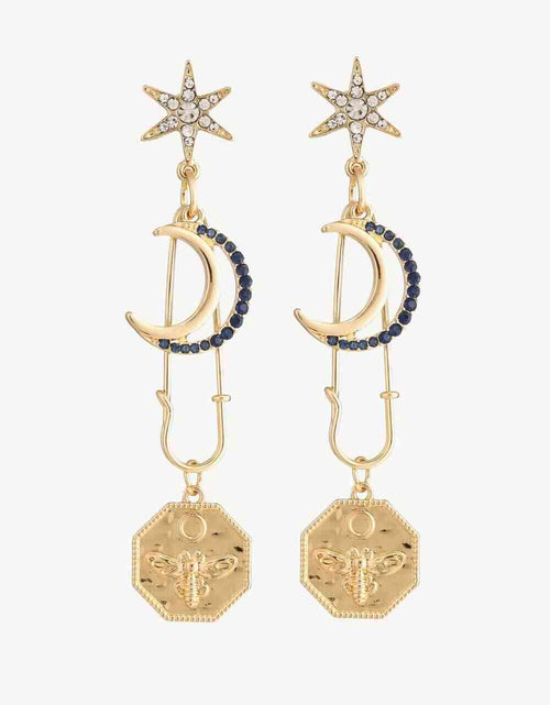 Load image into Gallery viewer, 5-Pair Wholesale Inlaid Rhinestone Moon and Star Drop Earrings
