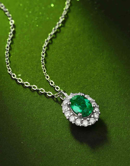 Load image into Gallery viewer, 1.5 Carat Lab-Grown Emerald 925 Sterling Silver Necklace
