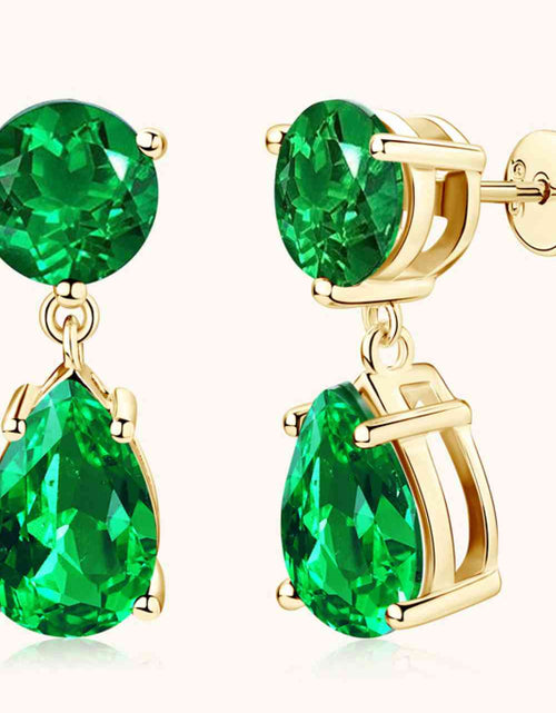 Load image into Gallery viewer, Lab-Grown Emerald Drop Earrings
