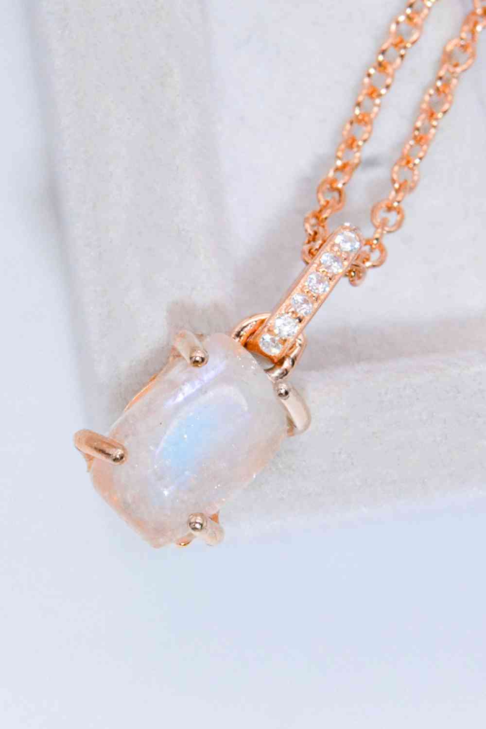 Natural Moonstone 4-Prong Pendant Necklace