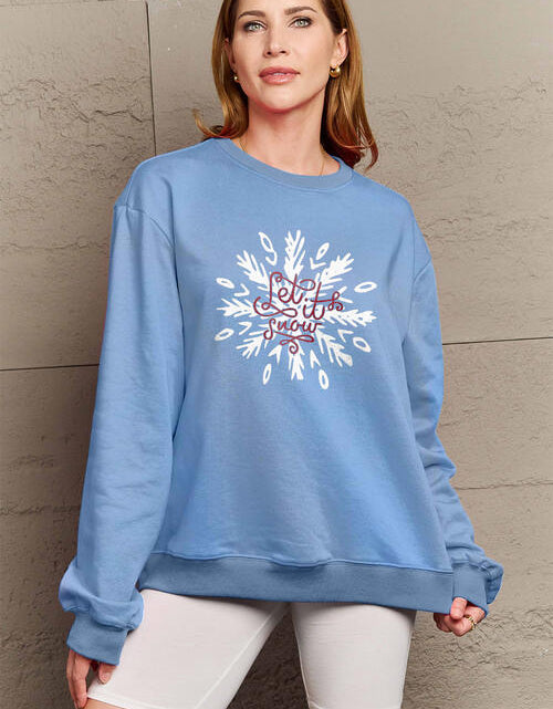 Load image into Gallery viewer, Simply Love Full Size LET IT SNOW Long Sleeve Sweatshirt
