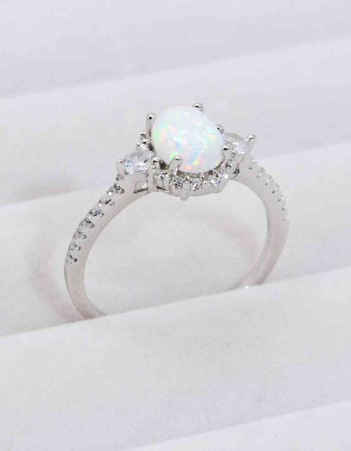 Load image into Gallery viewer, 925 Sterling Silver Platinum-Plated Opal Ring
