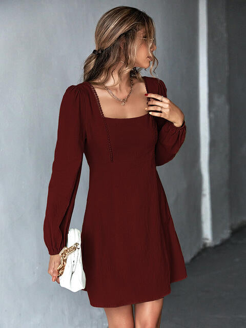 Load image into Gallery viewer, Square Neck Puff Sleeve Mini Dress
