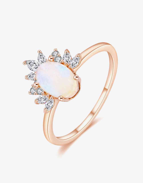 Load image into Gallery viewer, 18K Rose Gold-Plated Natural Moonstone Ring
