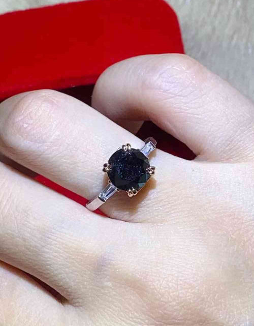 Load image into Gallery viewer, 2 Carat Black Moissanite Platinum-Plated Ring
