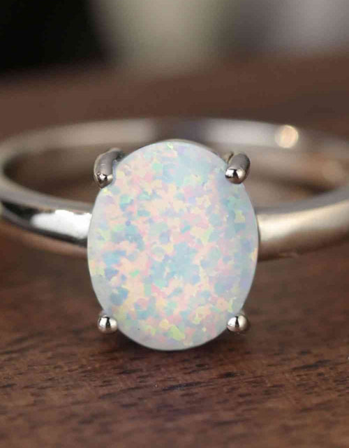 Load image into Gallery viewer, 925 Sterling Silver Opal Solitaire Ring
