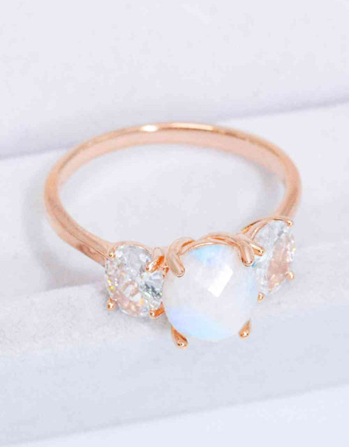 Load image into Gallery viewer, Natural Moonstone and Zircon Ring
