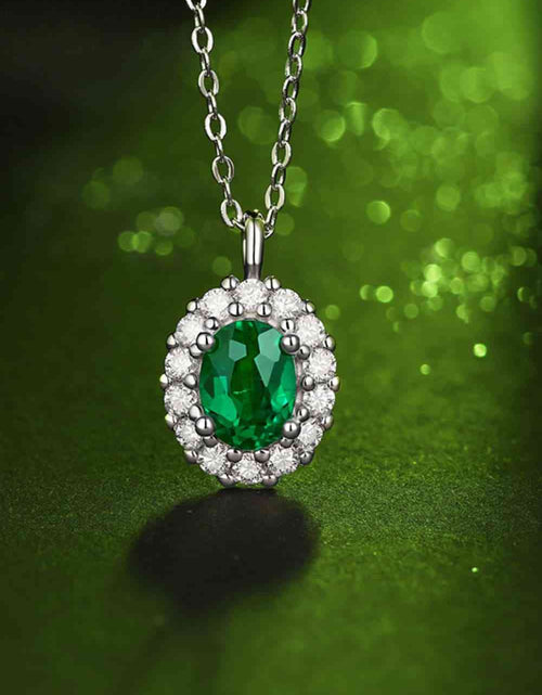 Load image into Gallery viewer, 1.5 Carat Lab-Grown Emerald 925 Sterling Silver Necklace
