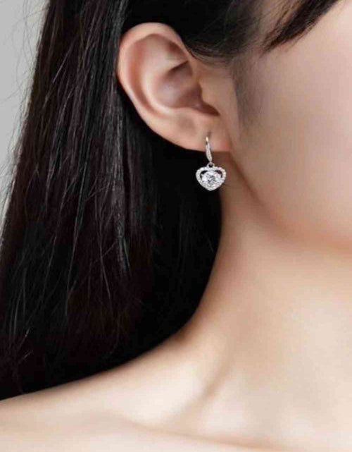 Load image into Gallery viewer, 2 Carat Moissanite Platinum-Plated Heart Drop Earrings
