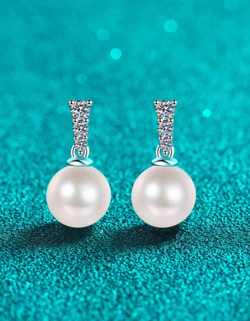 Load image into Gallery viewer, Moissanite Pearl Drop Earrings
