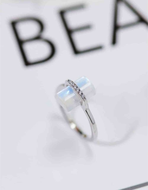 Load image into Gallery viewer, Natural Moonstone Platinum-Plated Ring
